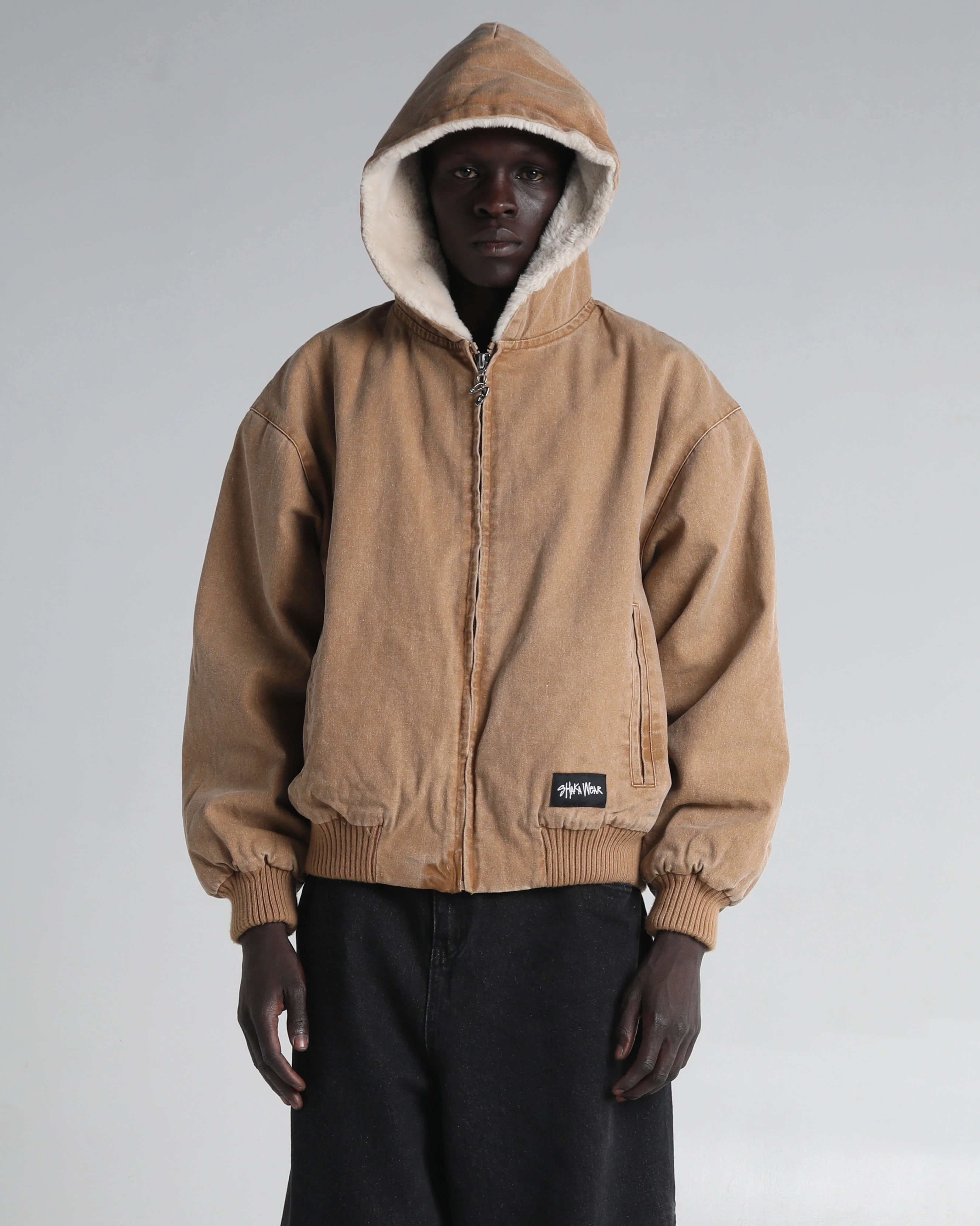 Aged Canvas Hoodie with Fur - Image 4
