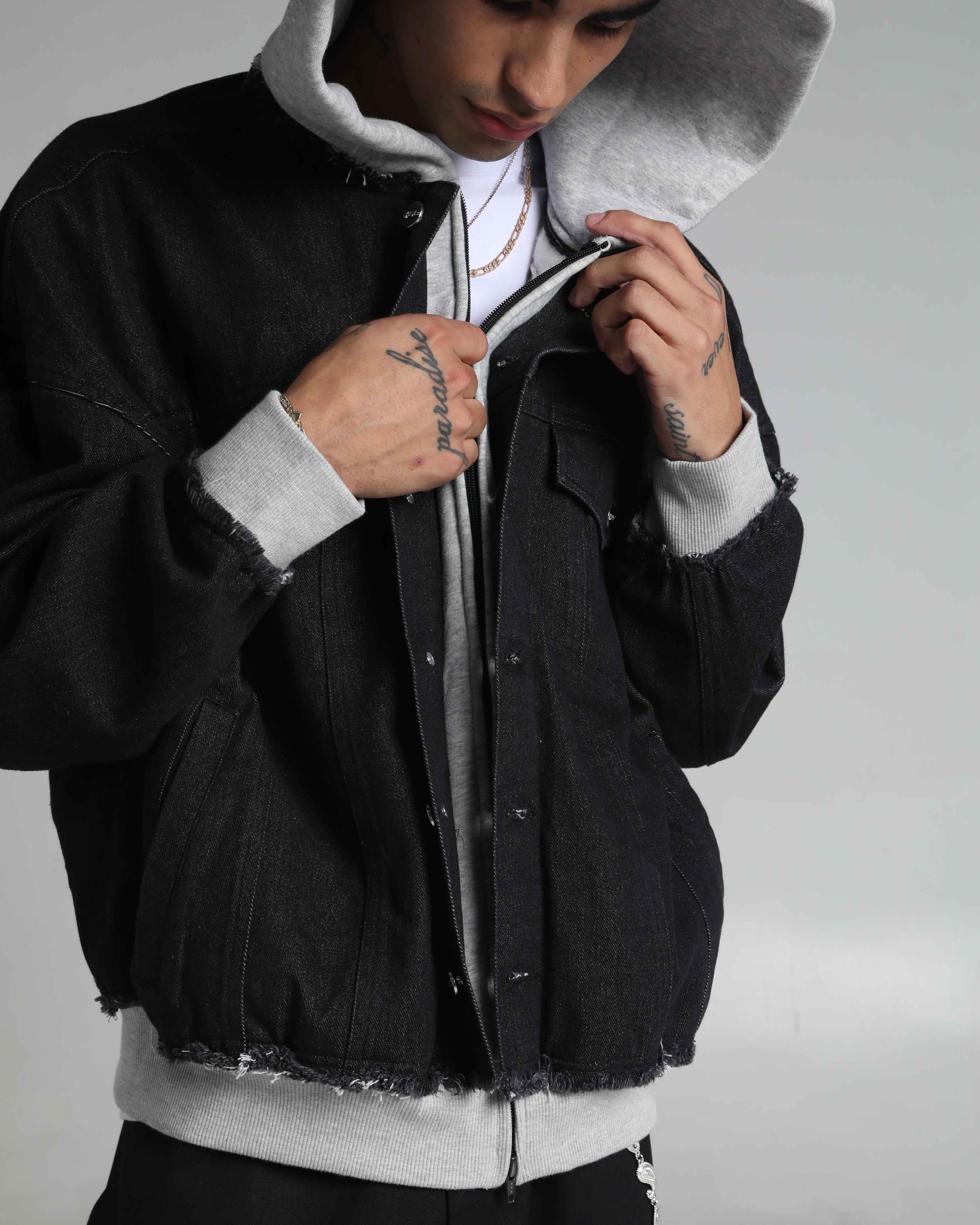 Destroyed Hooded Denim Jacket - Image 10