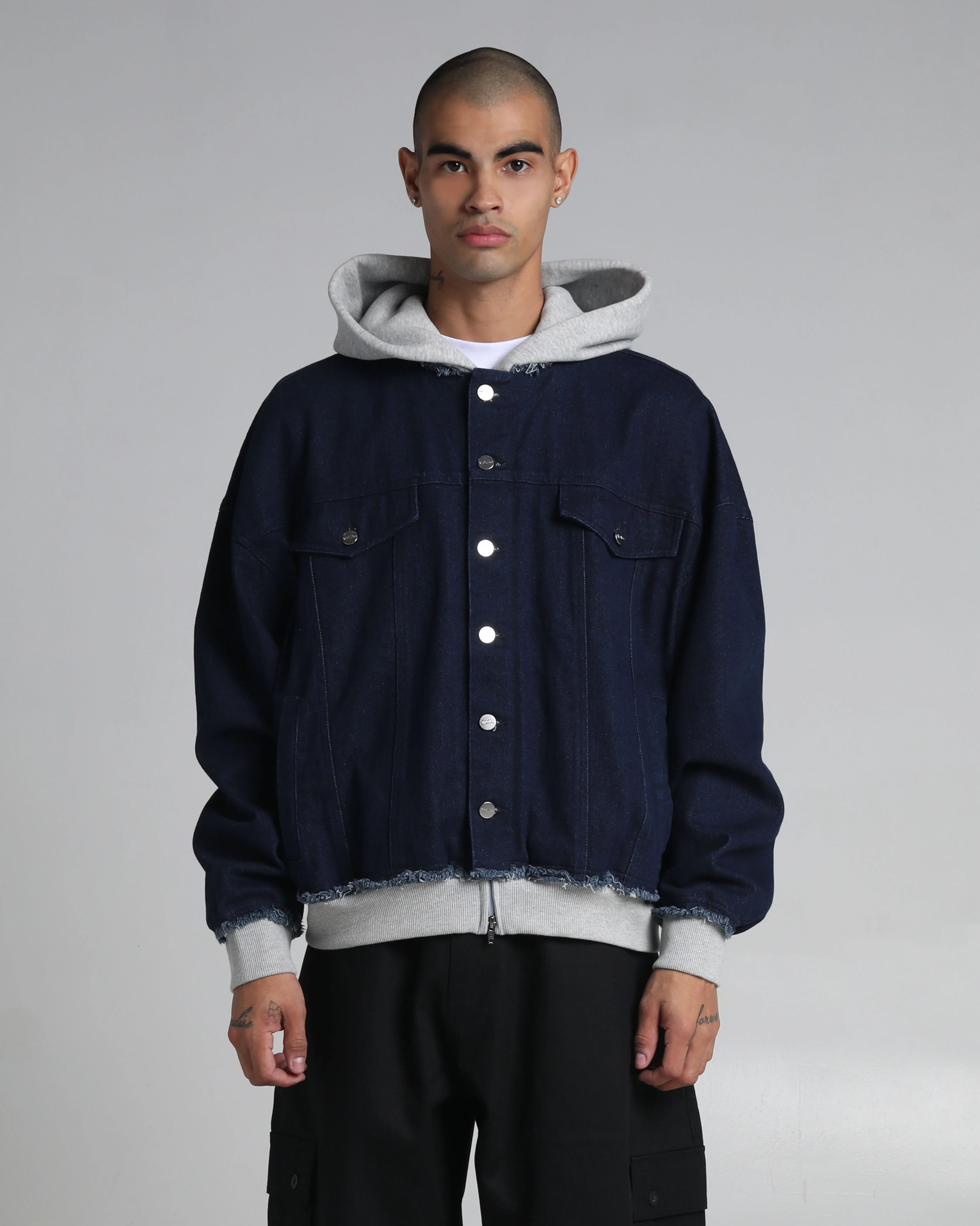 Destroyed Hooded Denim Jacket - Image 12