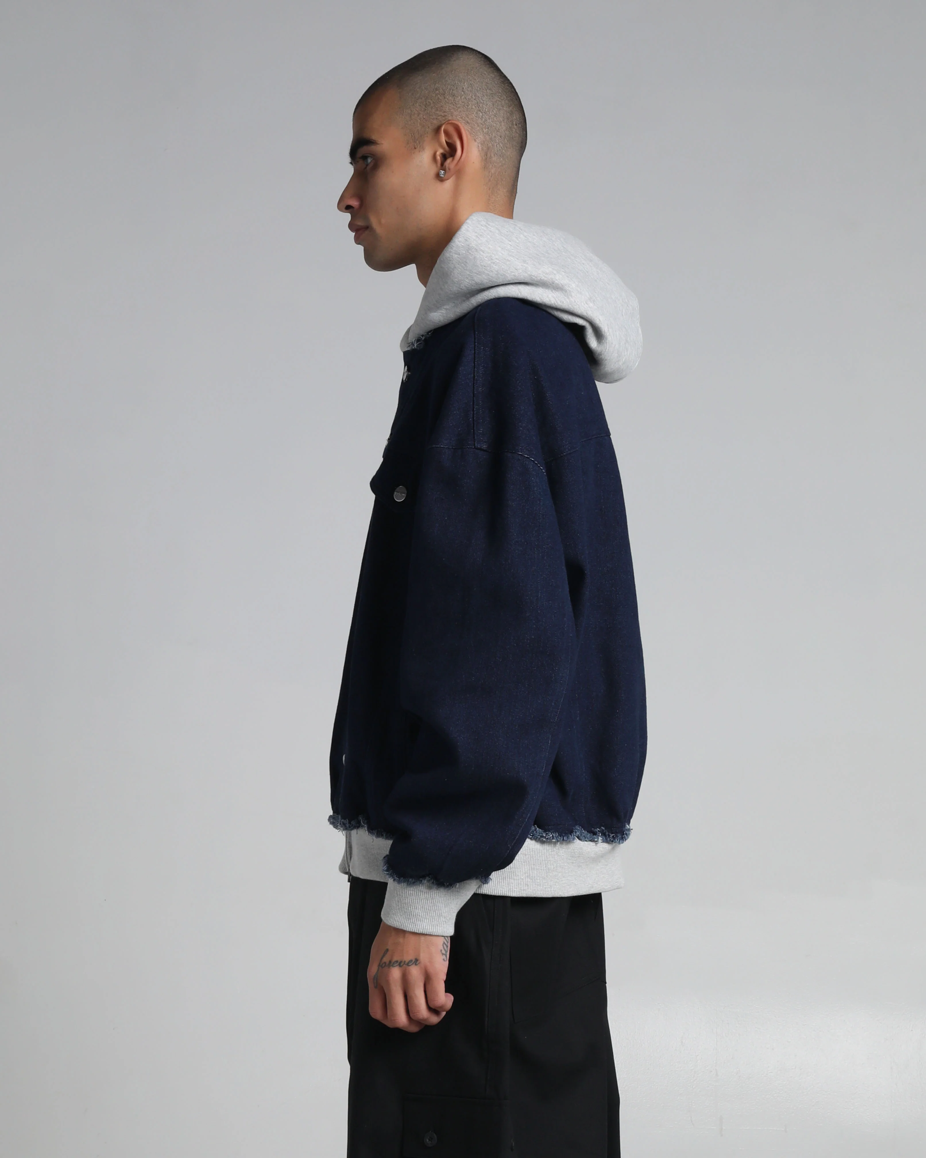 Destroyed Hooded Denim Jacket - Image 14