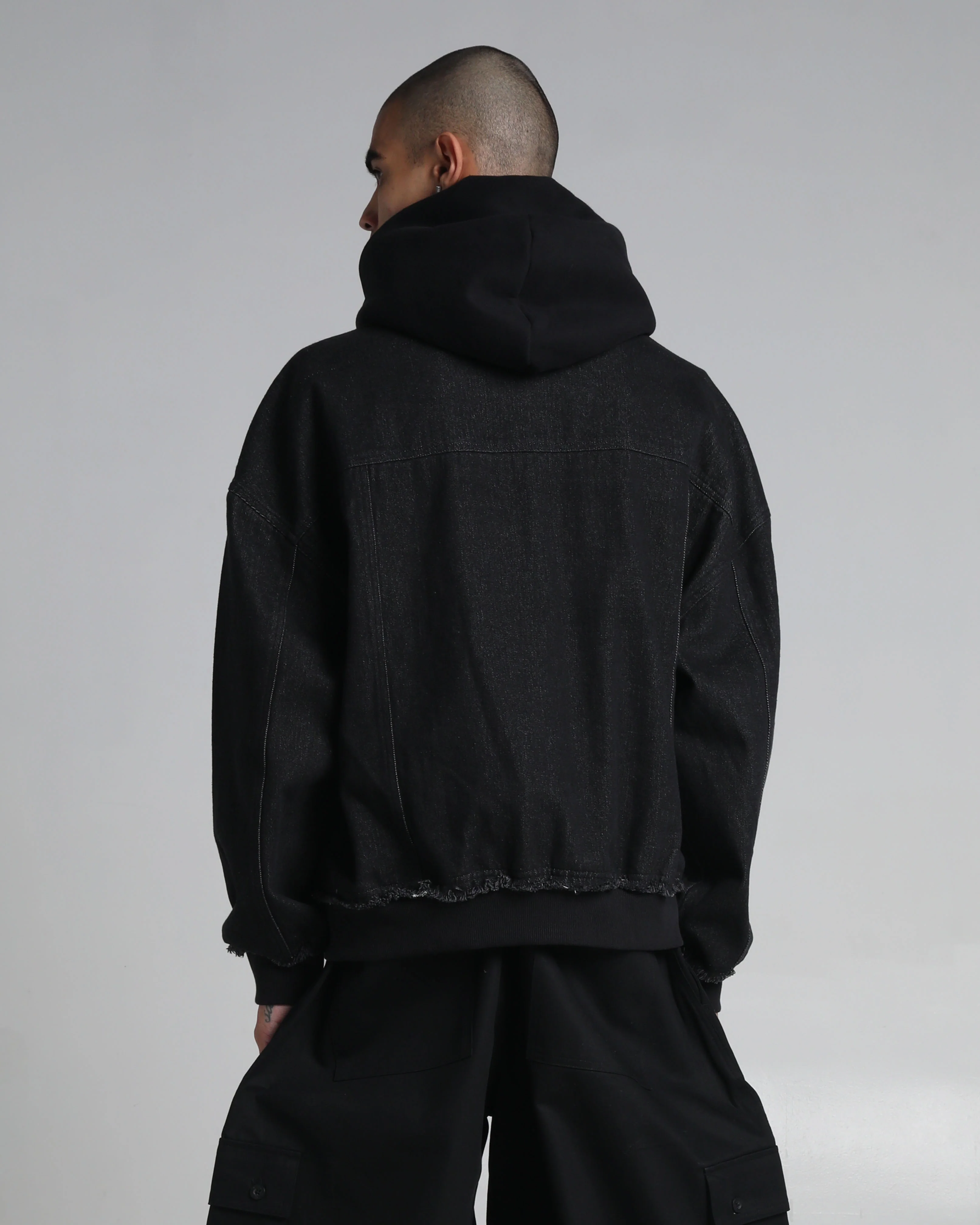 Destroyed Hooded Denim Jacket - Image 3