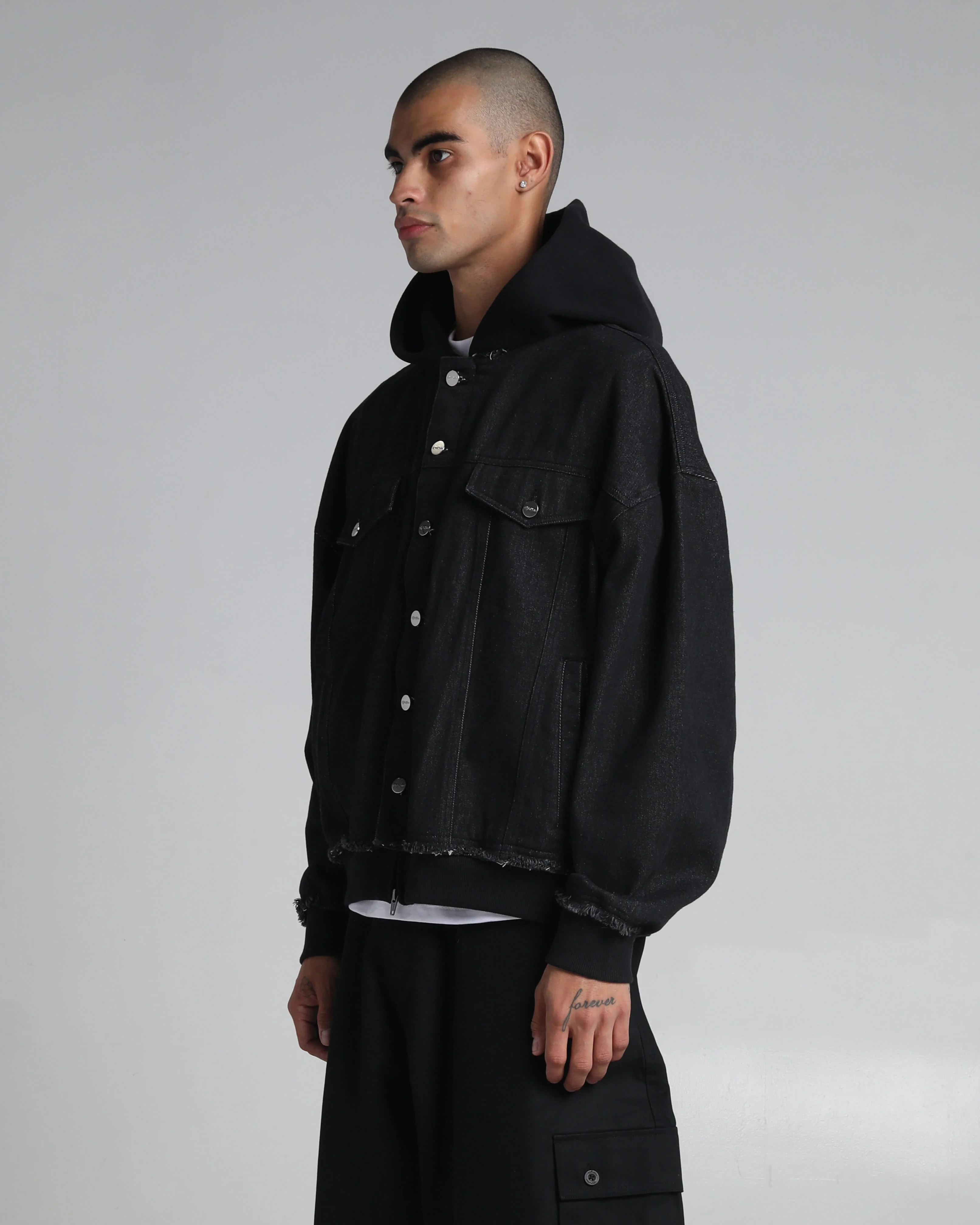 Destroyed Hooded Denim Jacket - Image 5
