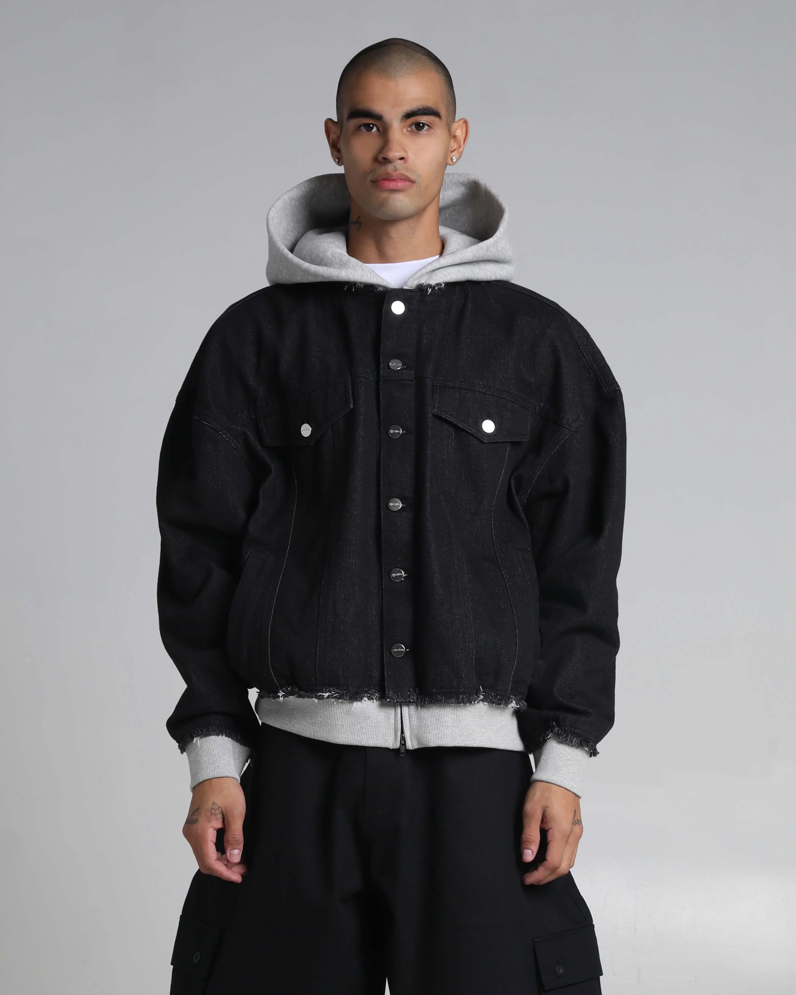Destroyed Hooded Denim Jacket - Image 6