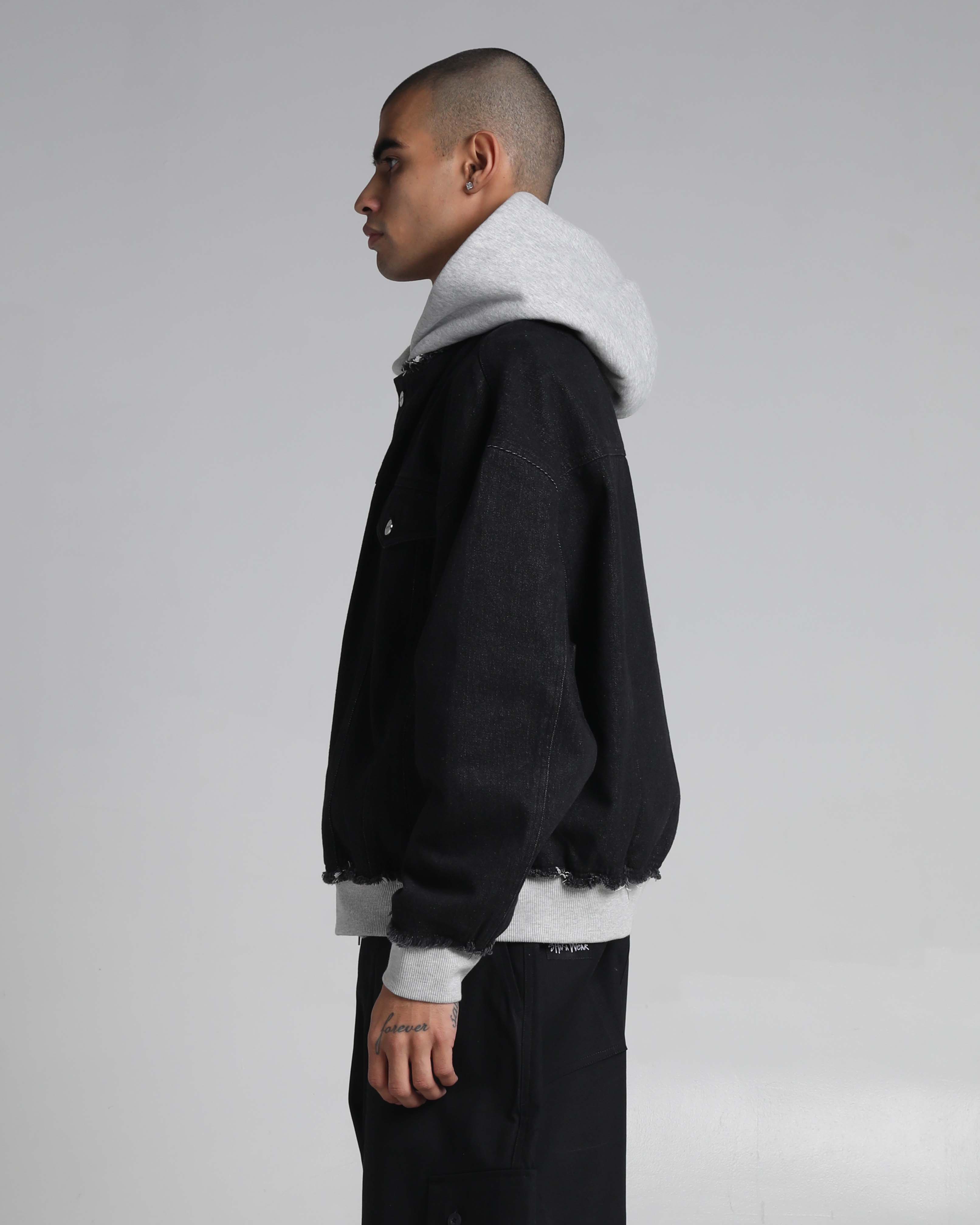 Destroyed Hooded Denim Jacket - Image 8
