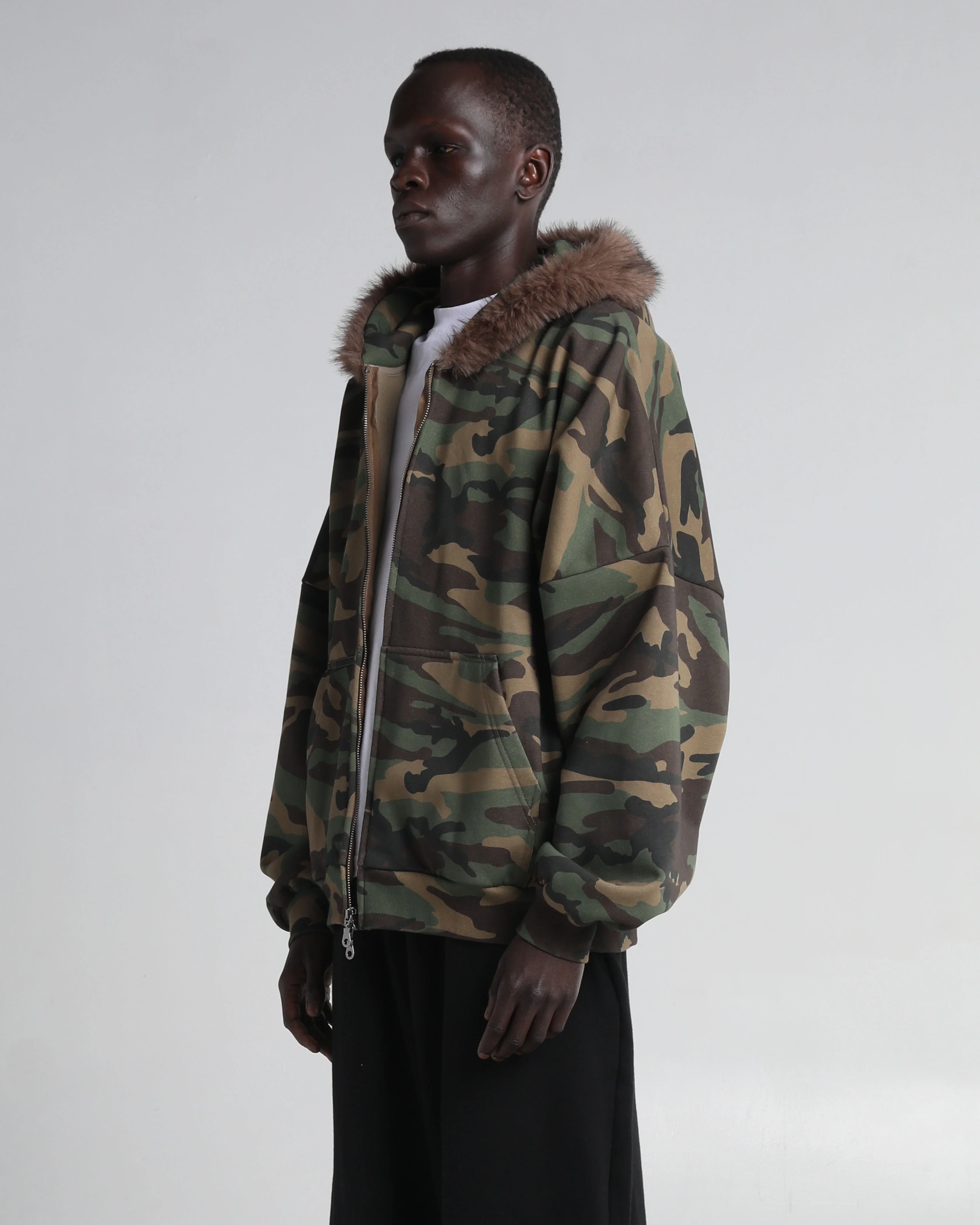 Fur Hooded Fleece Zip-Up - Image 5