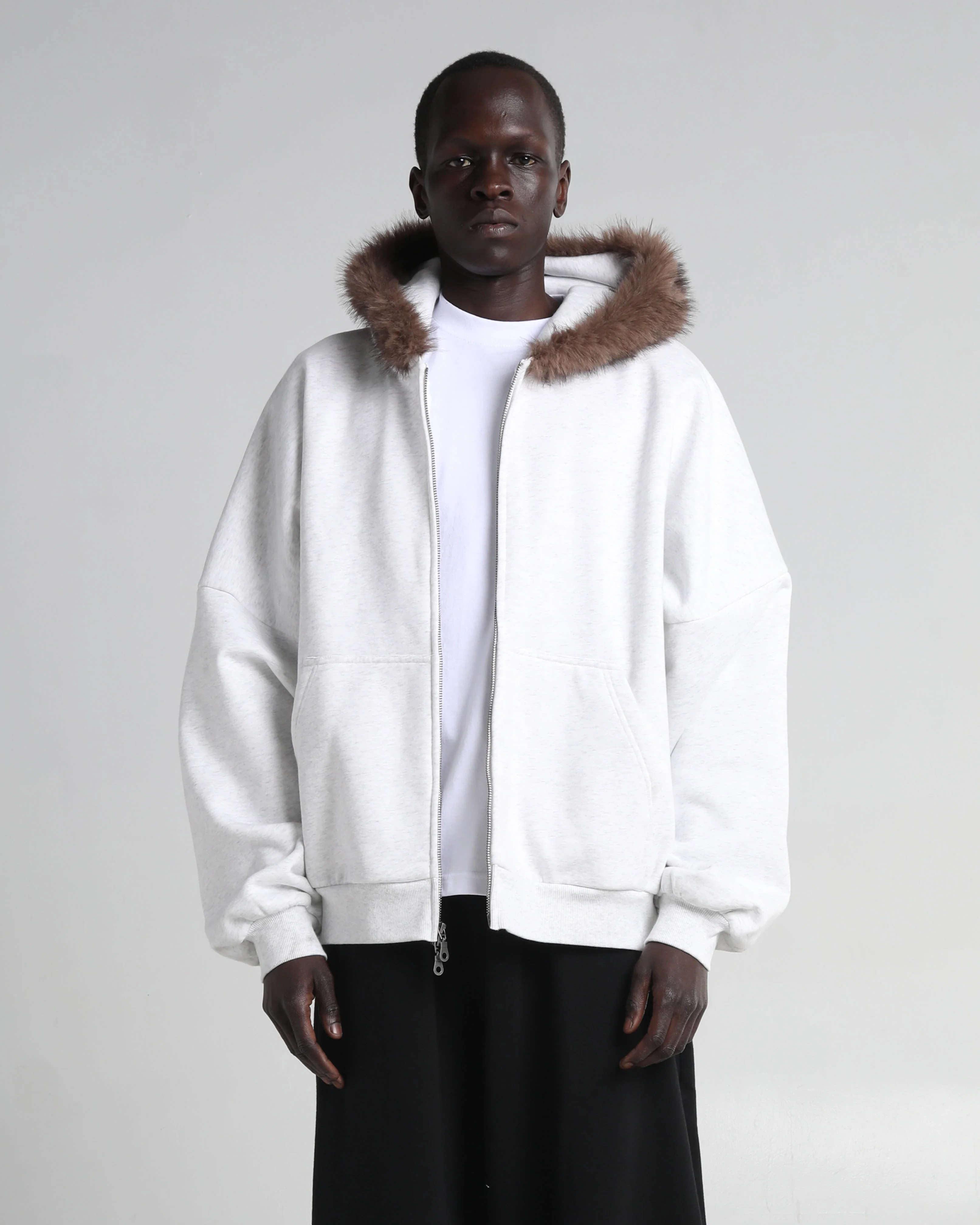 Fur Hooded Fleece Zip-Up - Image 6