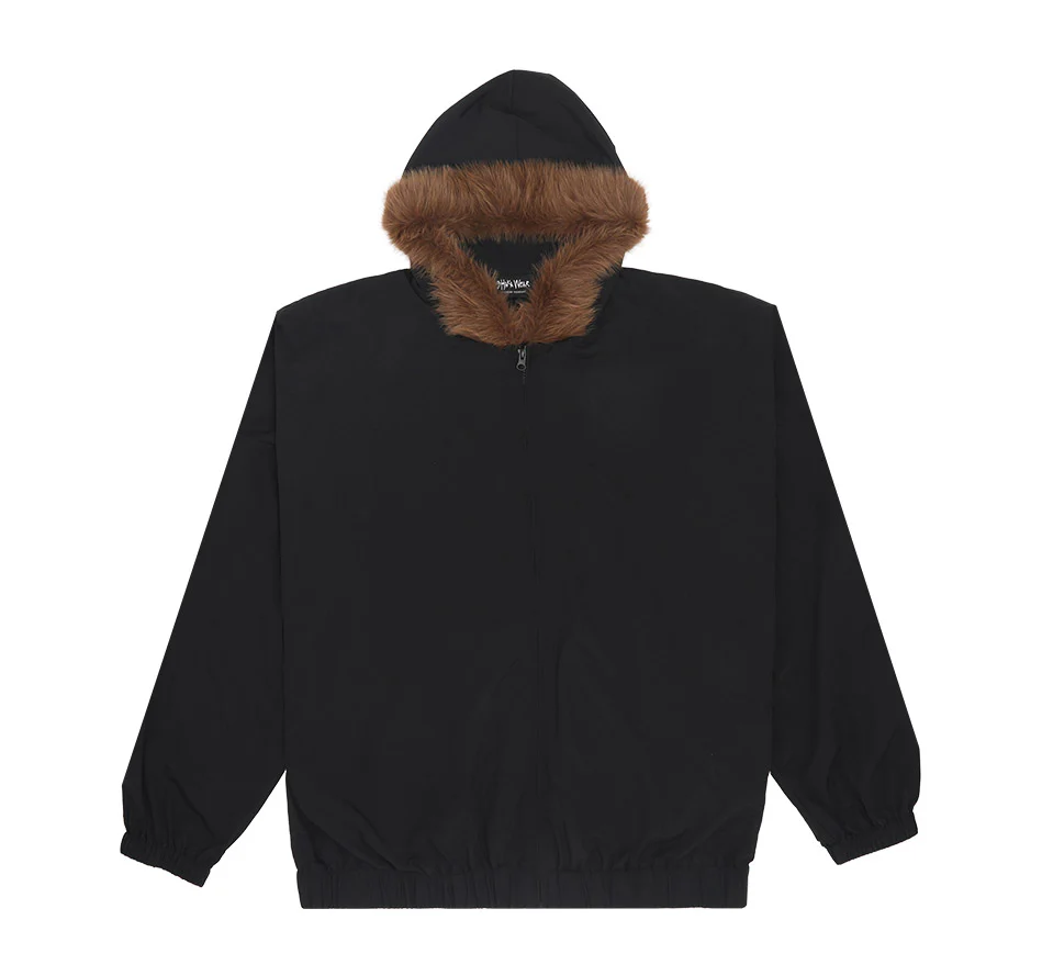 Fur Hooded Nylon Track Jacket - Image 15