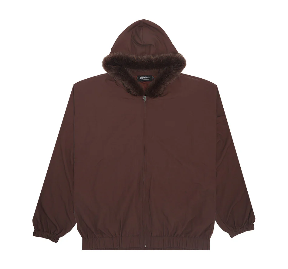 Fur Hooded Nylon Track Jacket - Image 16