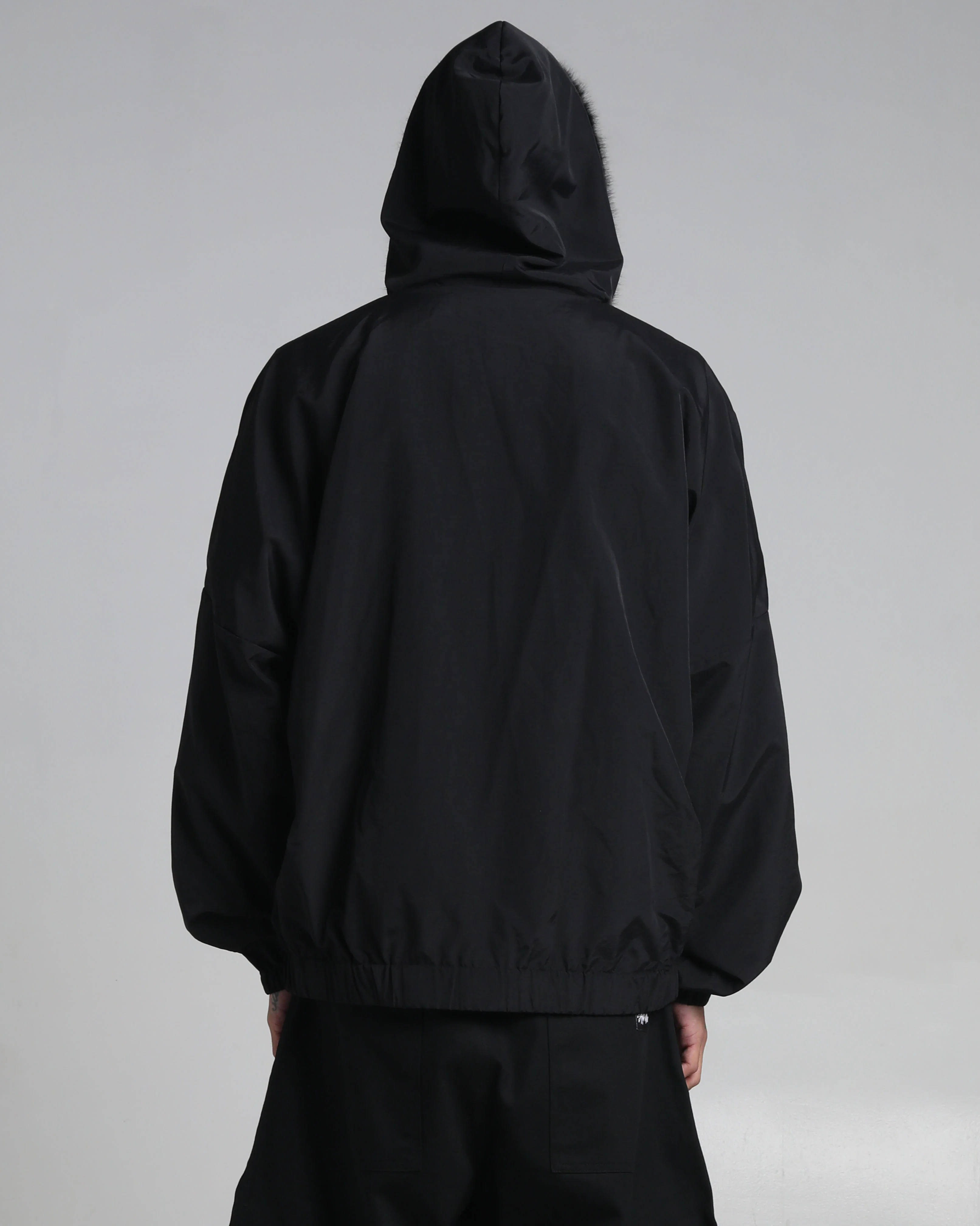 Fur Hooded Nylon Track Jacket - Image 3
