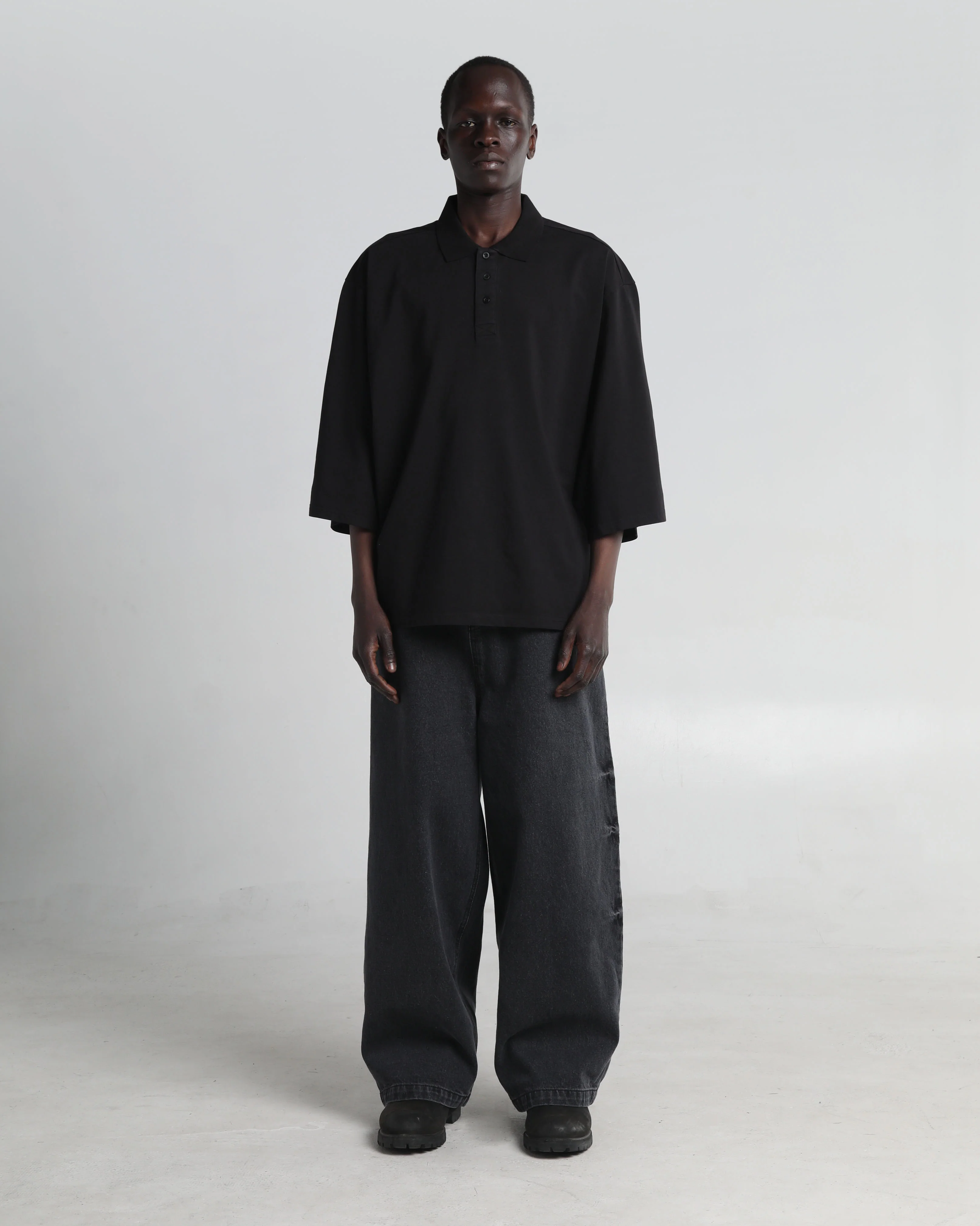 Garment Dye Drop Shoulder Polo Shirt