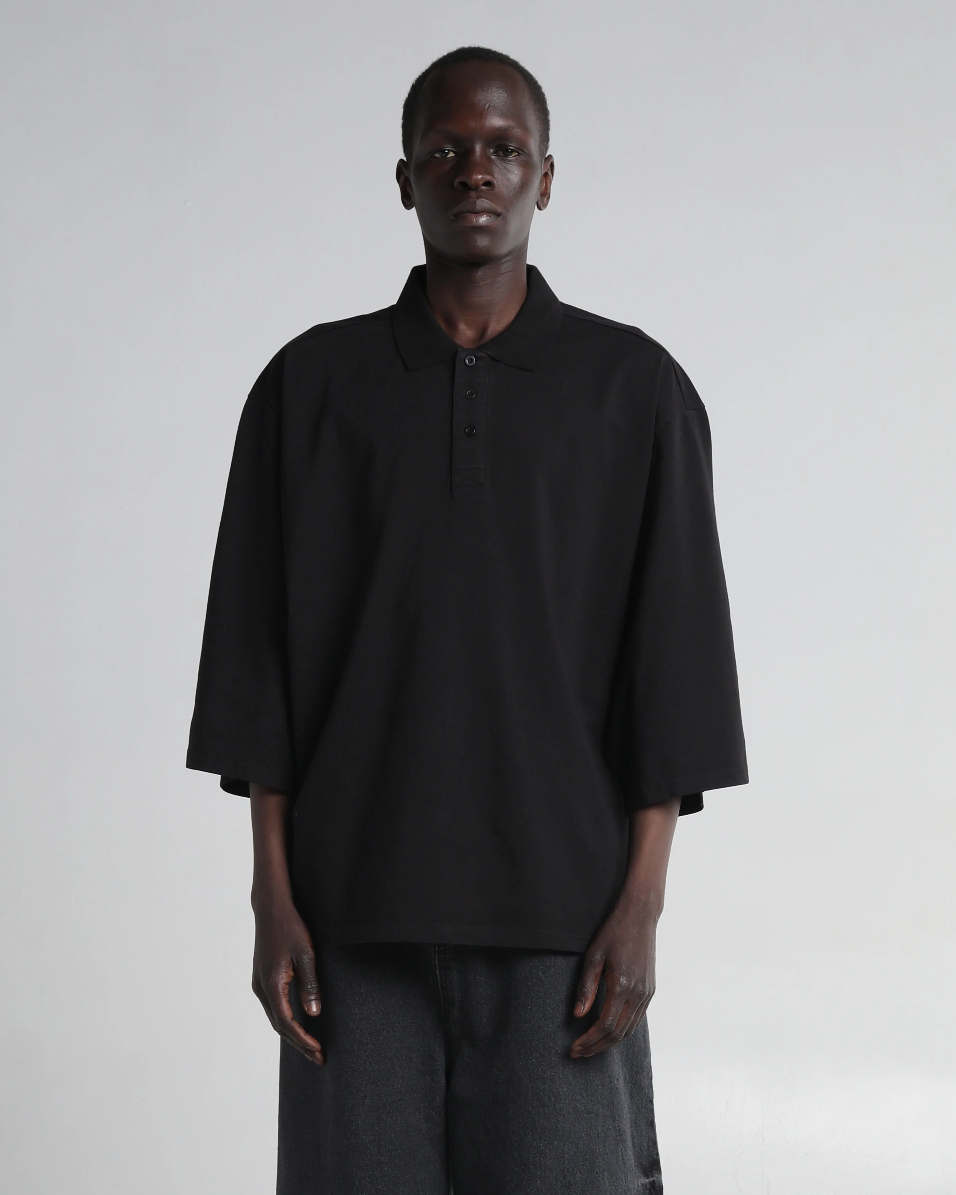 Garment Dye Drop Shoulder Polo Shirt - Image 2