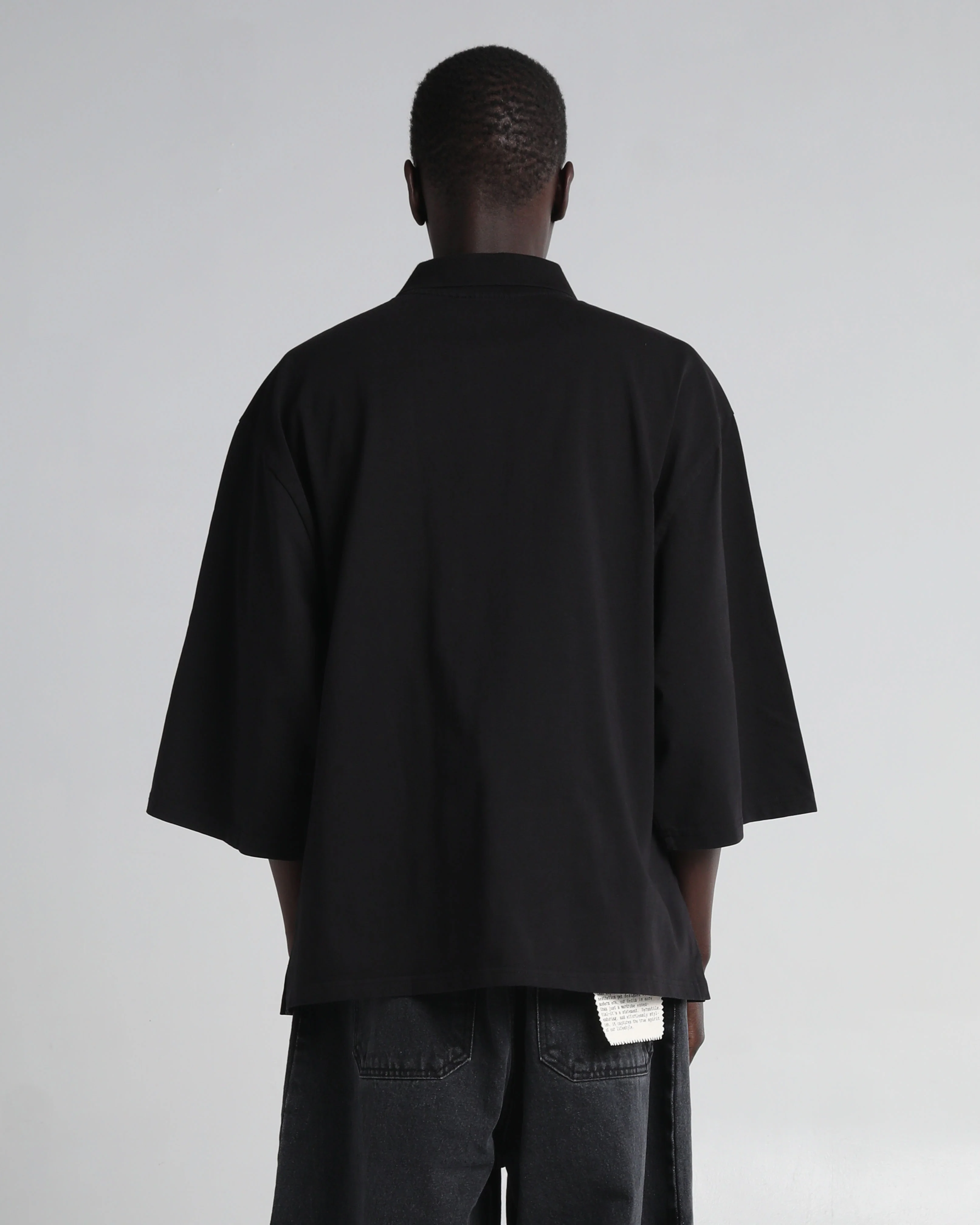 Garment Dye Drop Shoulder Polo Shirt - Image 3