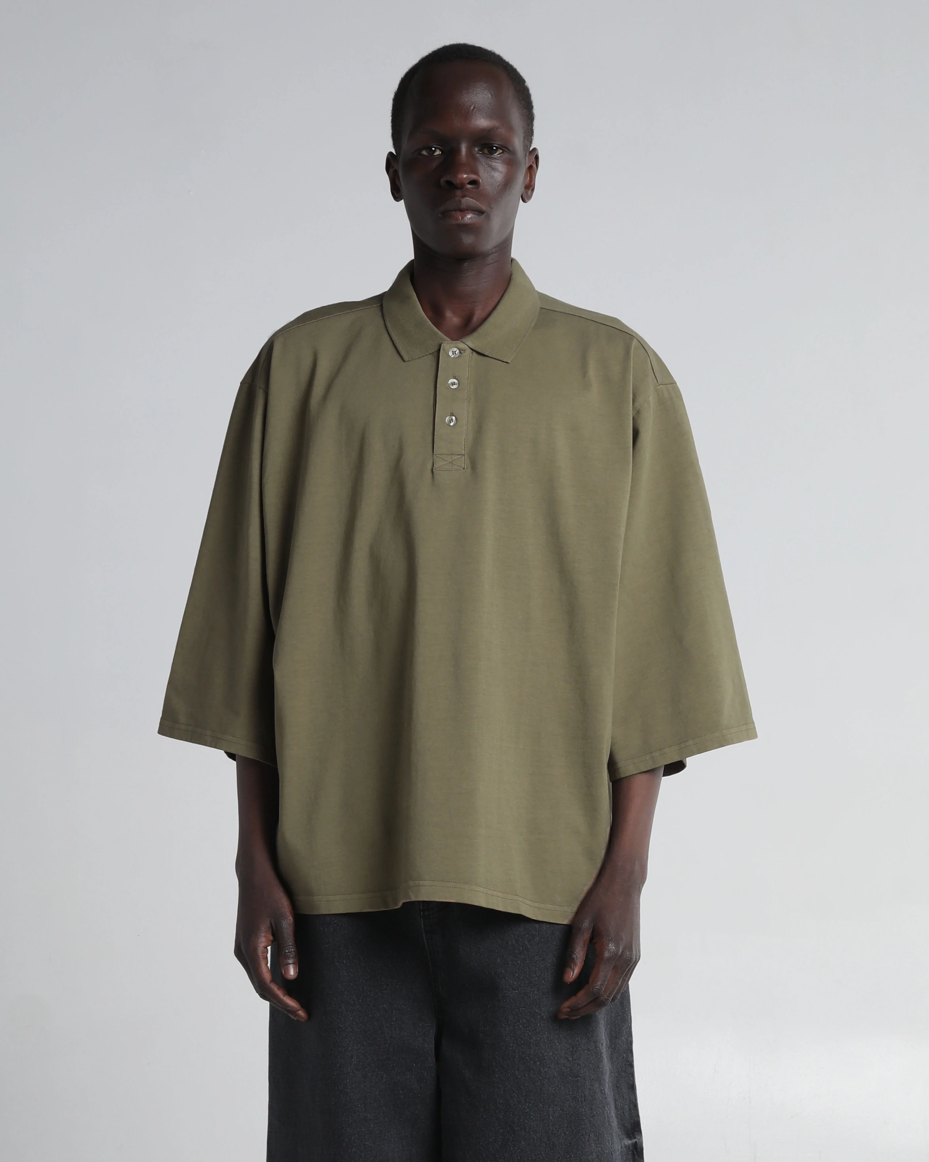Garment Dye Drop Shoulder Polo Shirt - Image 6