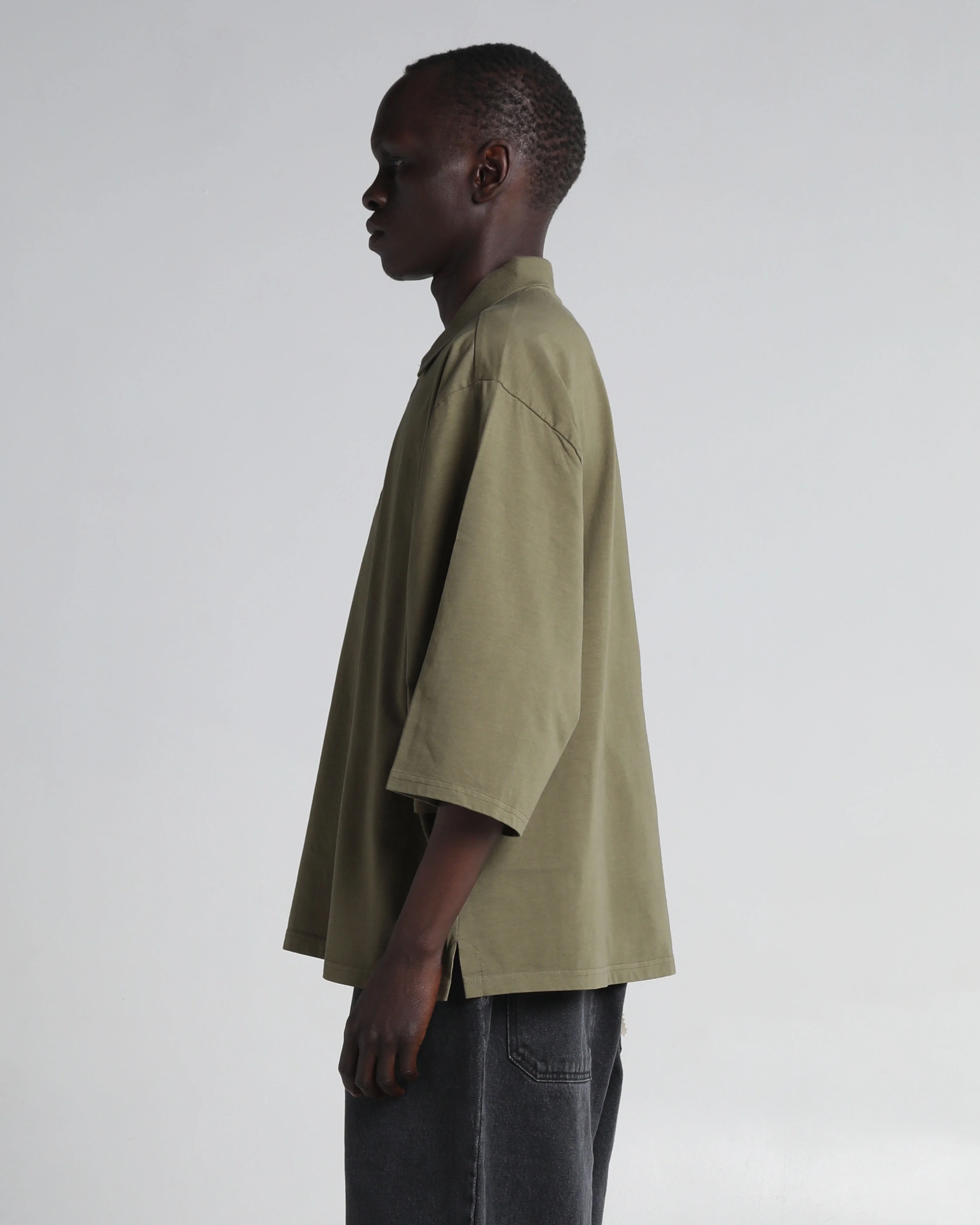 Garment Dye Drop Shoulder Polo Shirt - Image 8