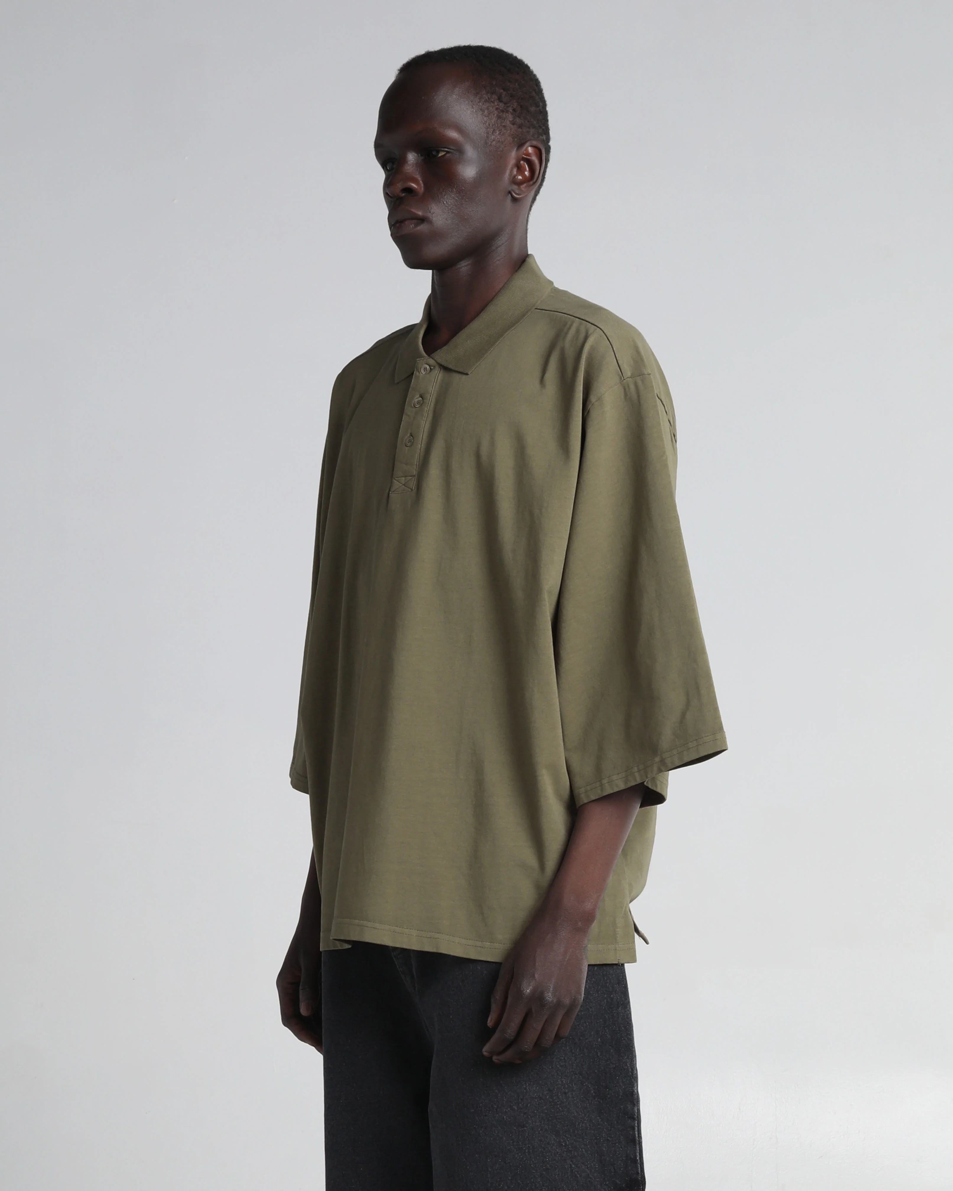 Garment Dye Drop Shoulder Polo Shirt - Image 9