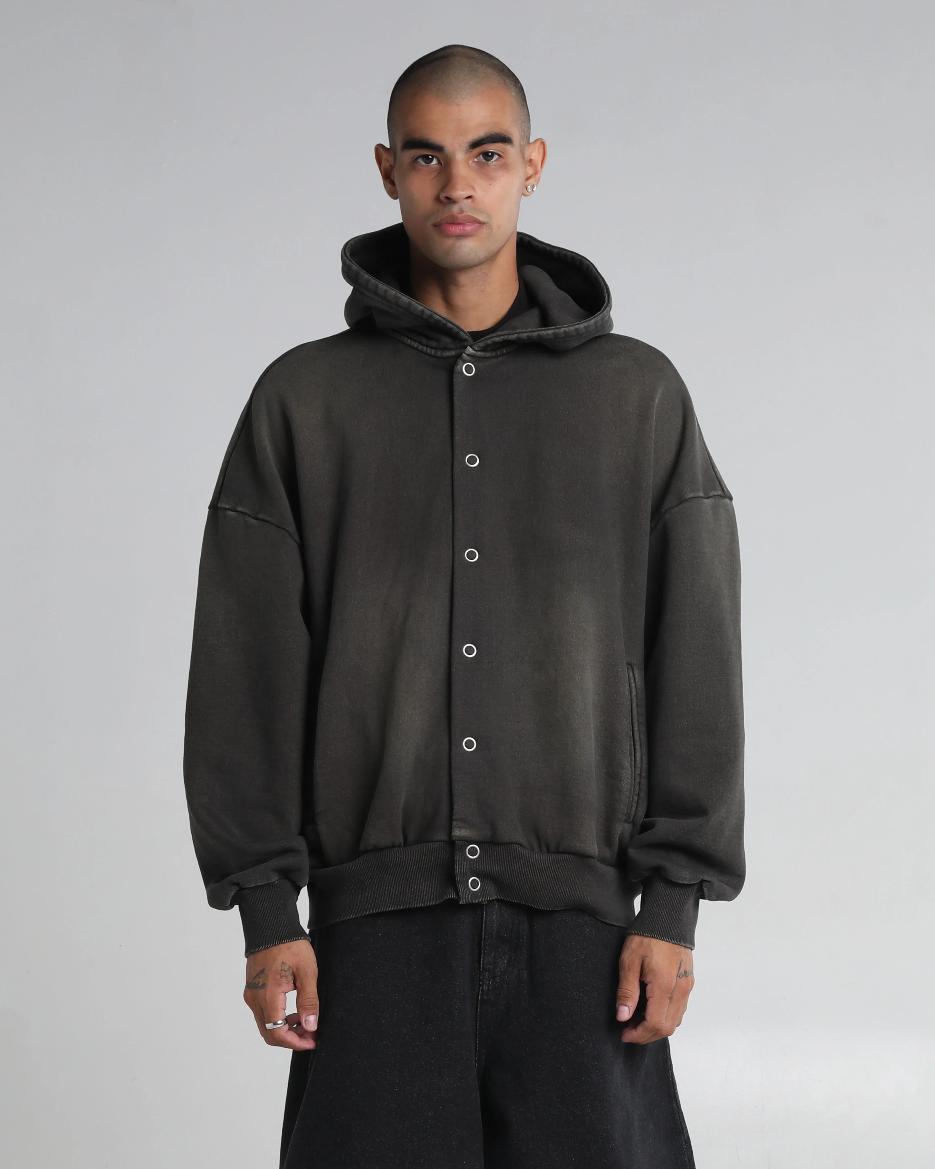 Garment Dye Fleece Button Up Hoodie - Image 2