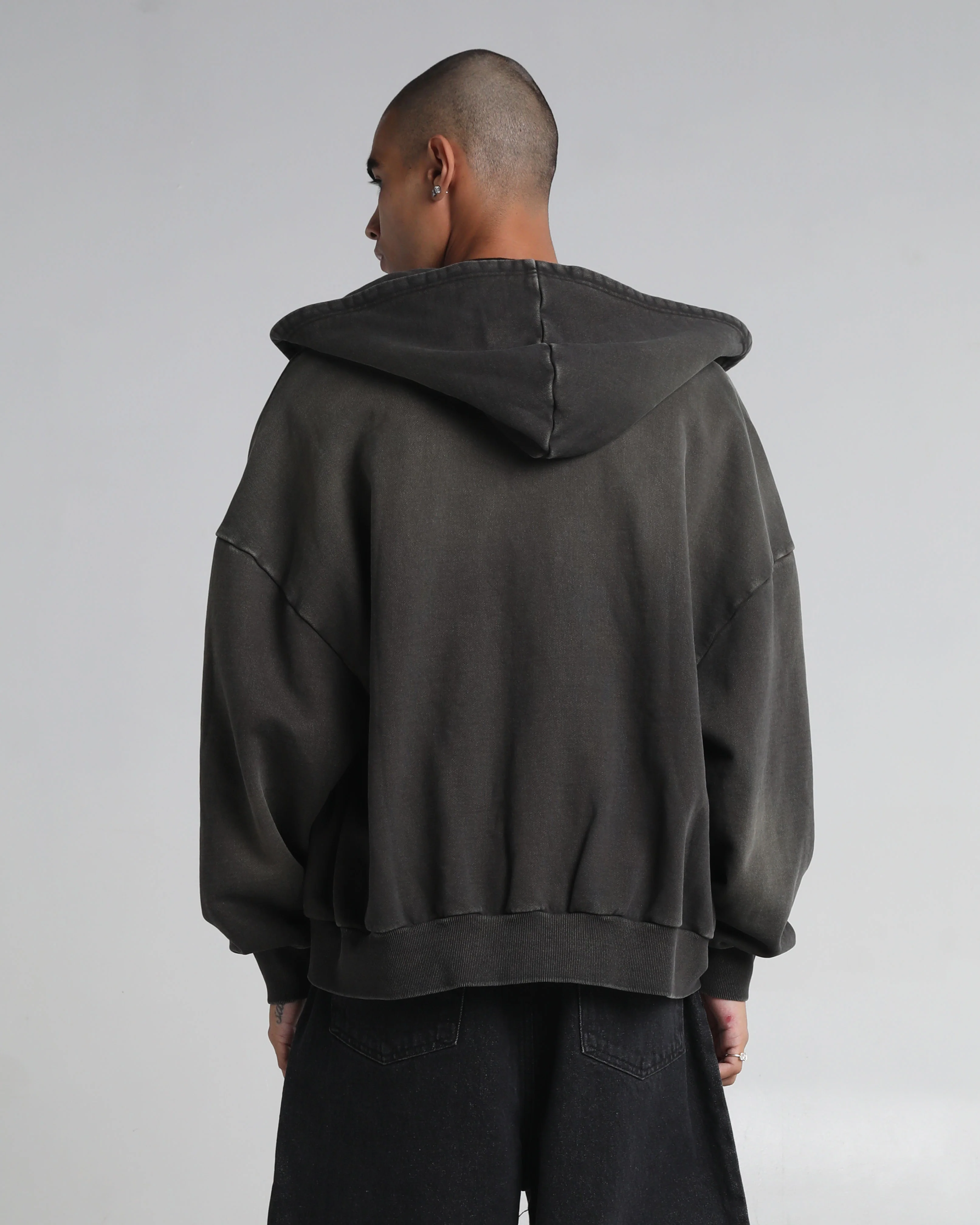 Garment Dye Fleece Button Up Hoodie - Image 3