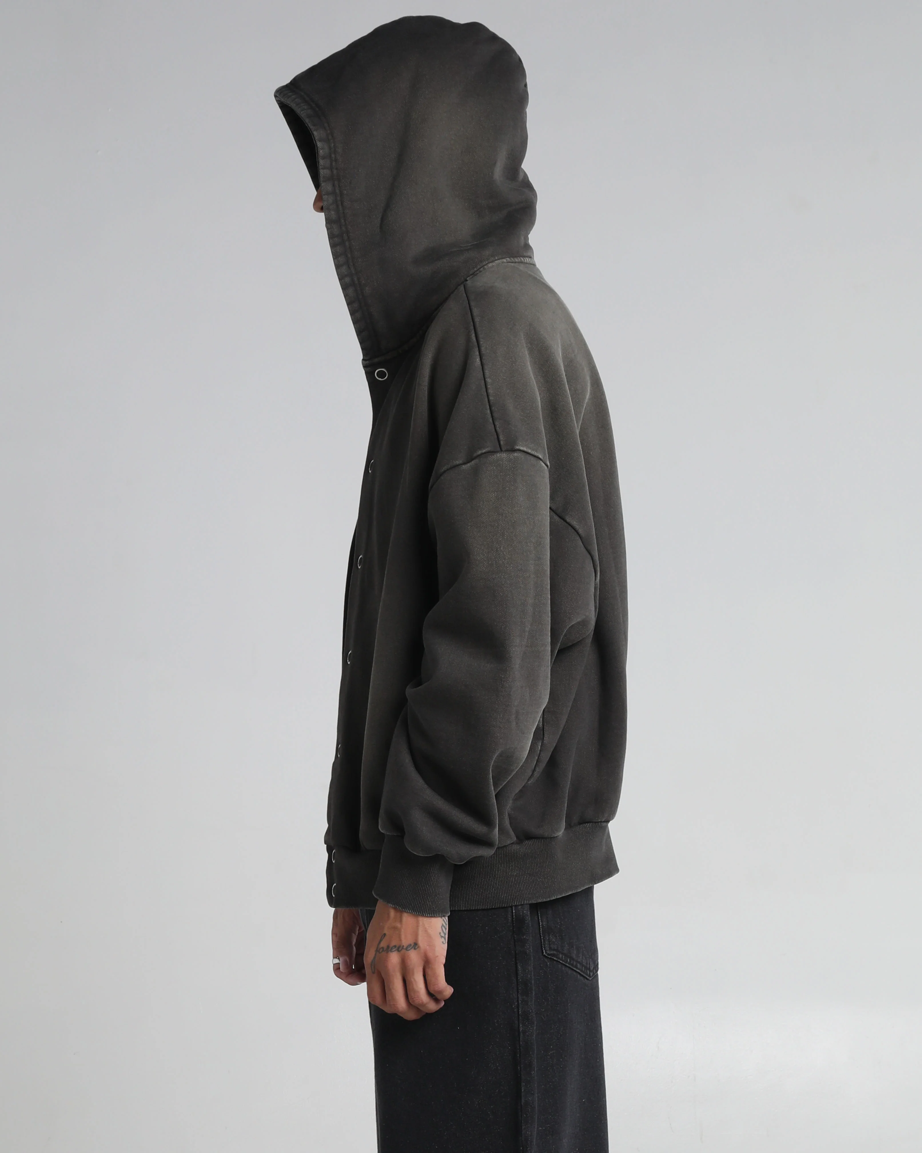 Garment Dye Fleece Button Up Hoodie - Image 4