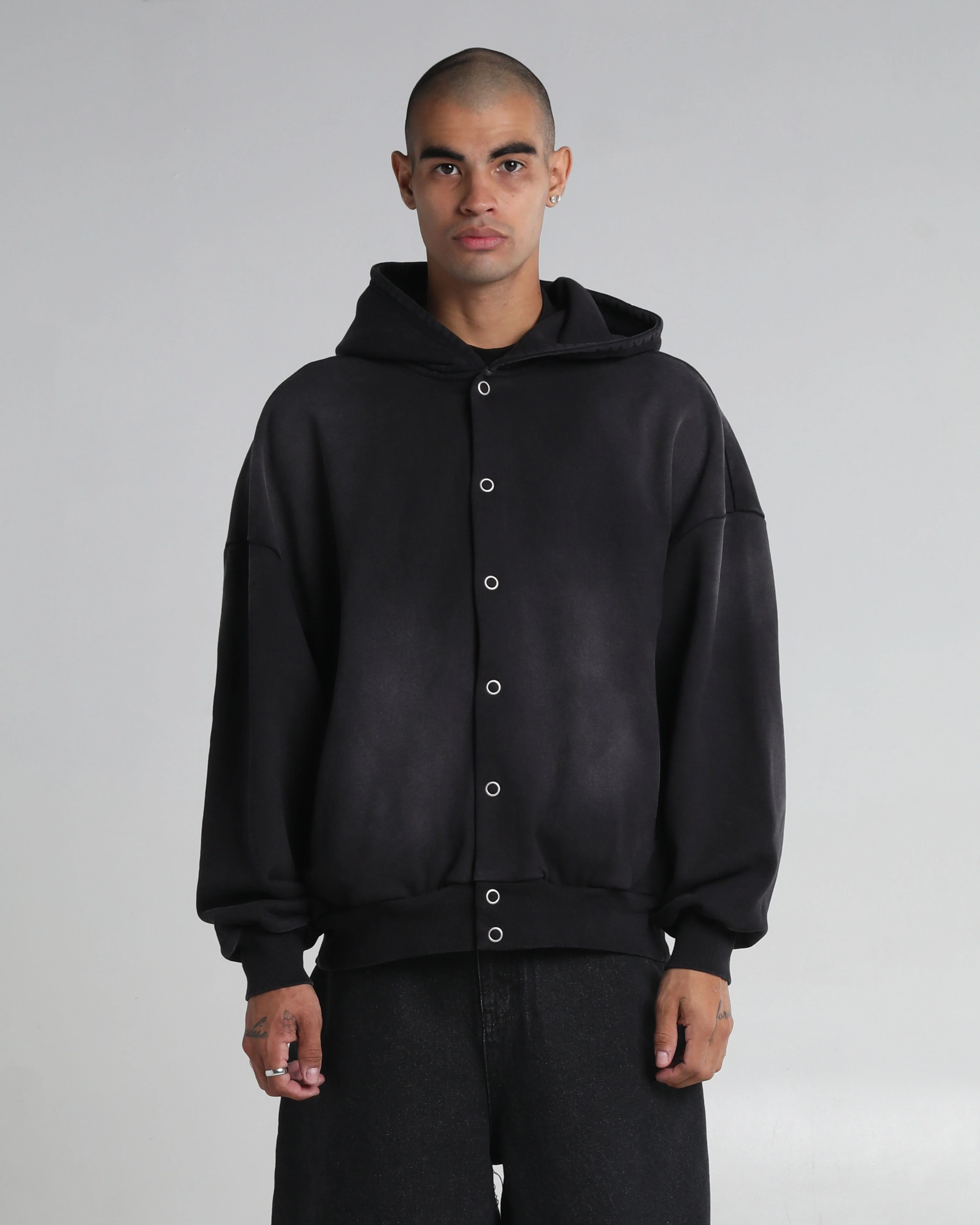 Garment Dye Fleece Button Up Hoodie - Image 6