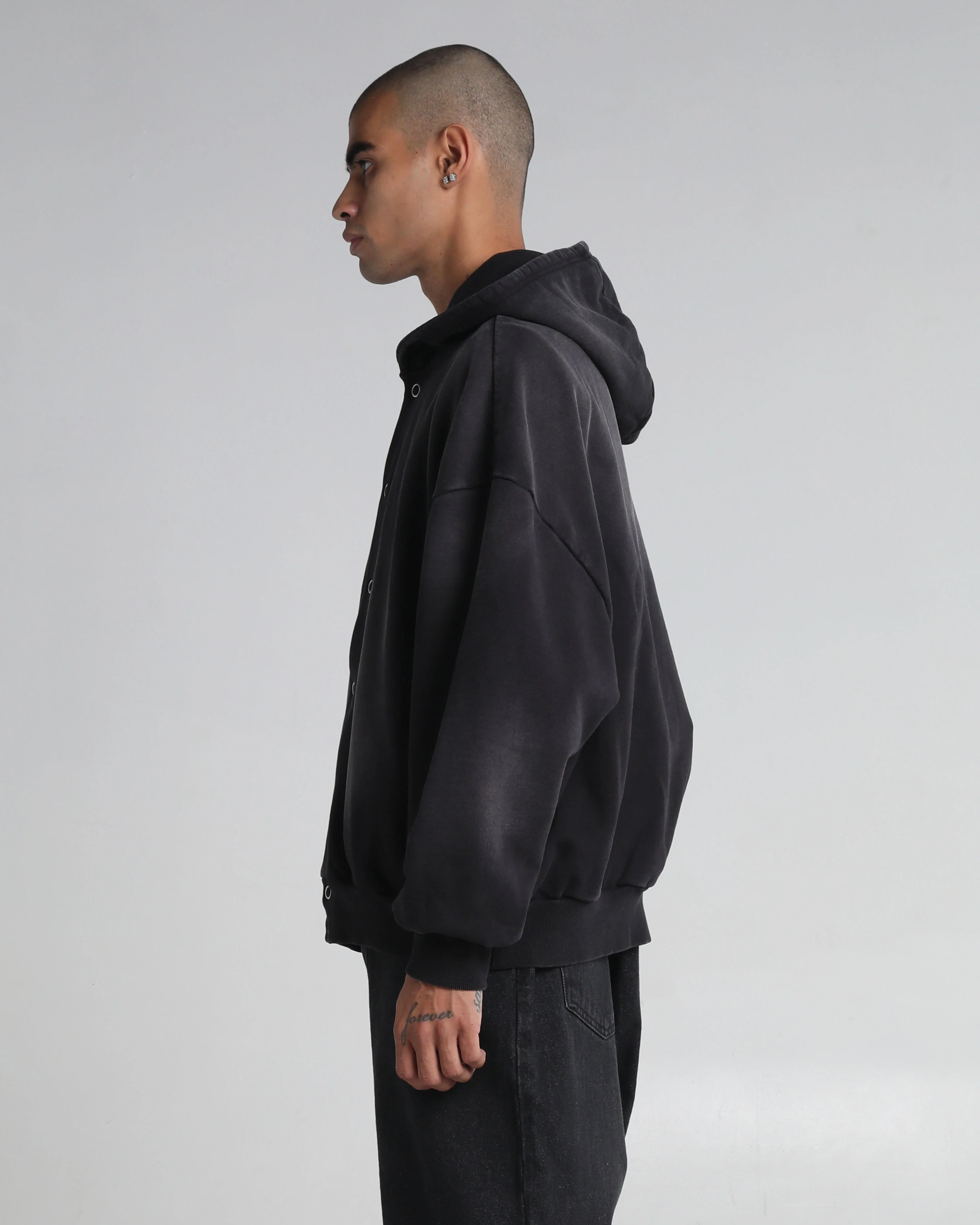 Garment Dye Fleece Button Up Hoodie - Image 8