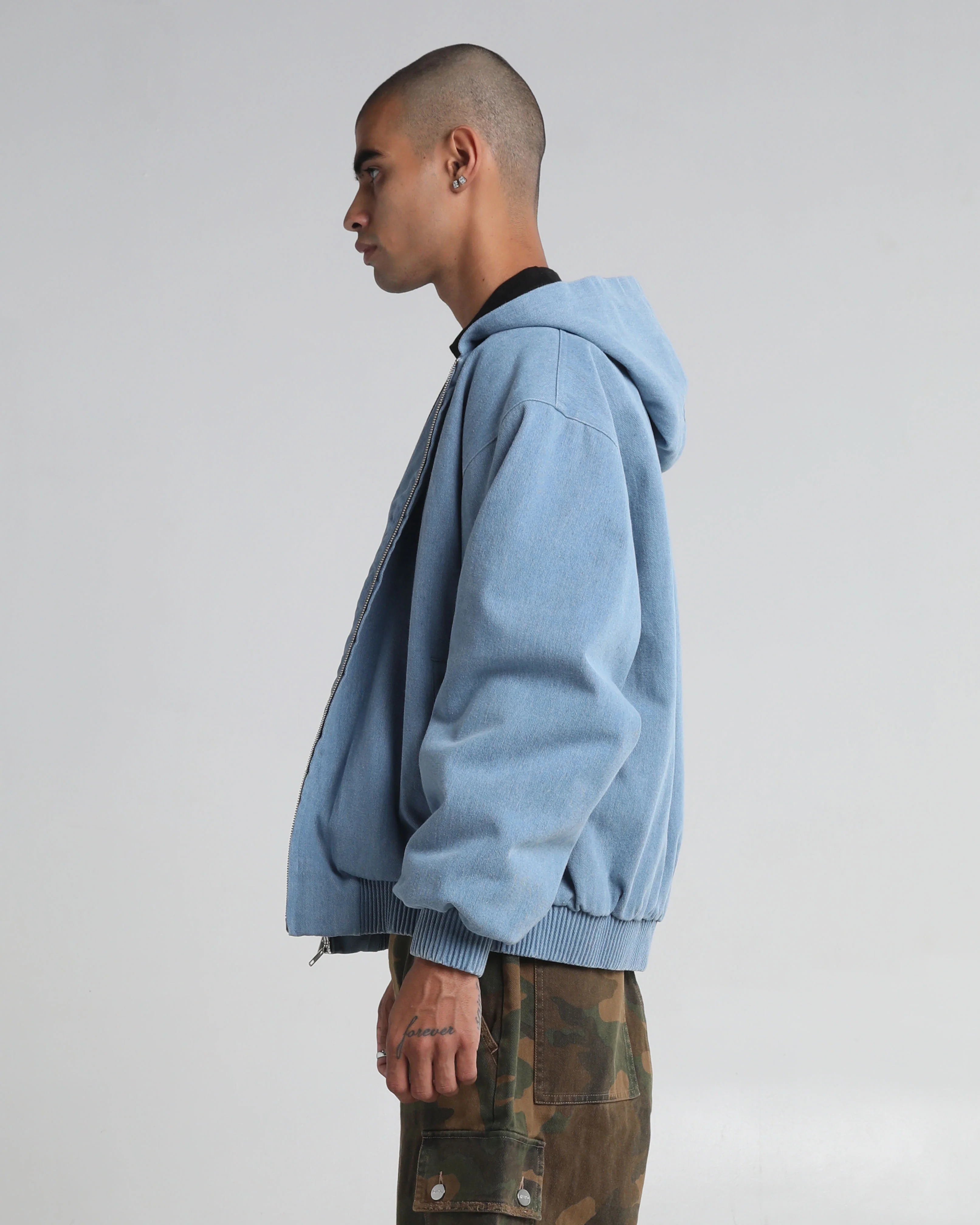 Hooded Denim Bomber - Image 10