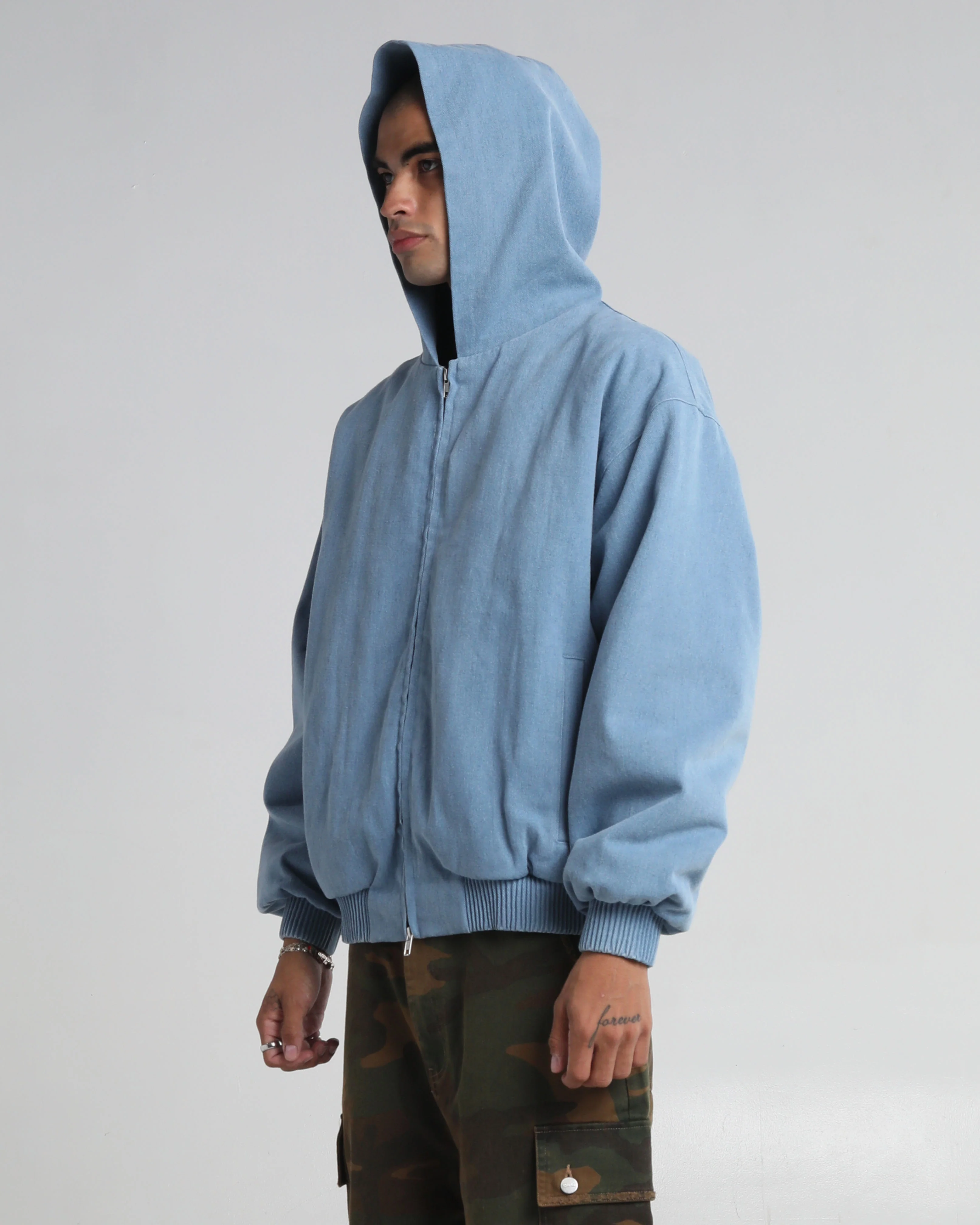 Hooded Denim Bomber - Image 11