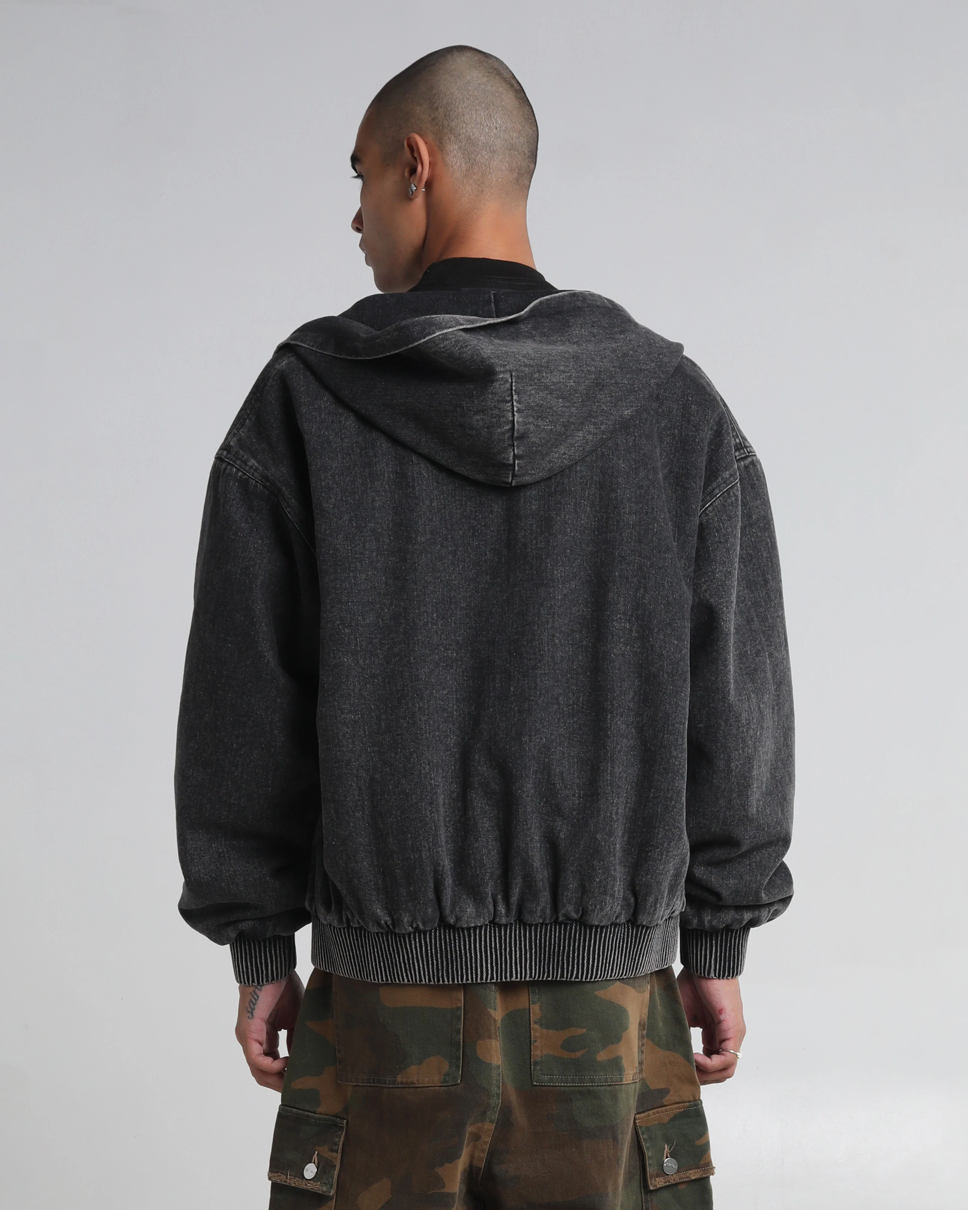 Hooded Denim Bomber - Image 4