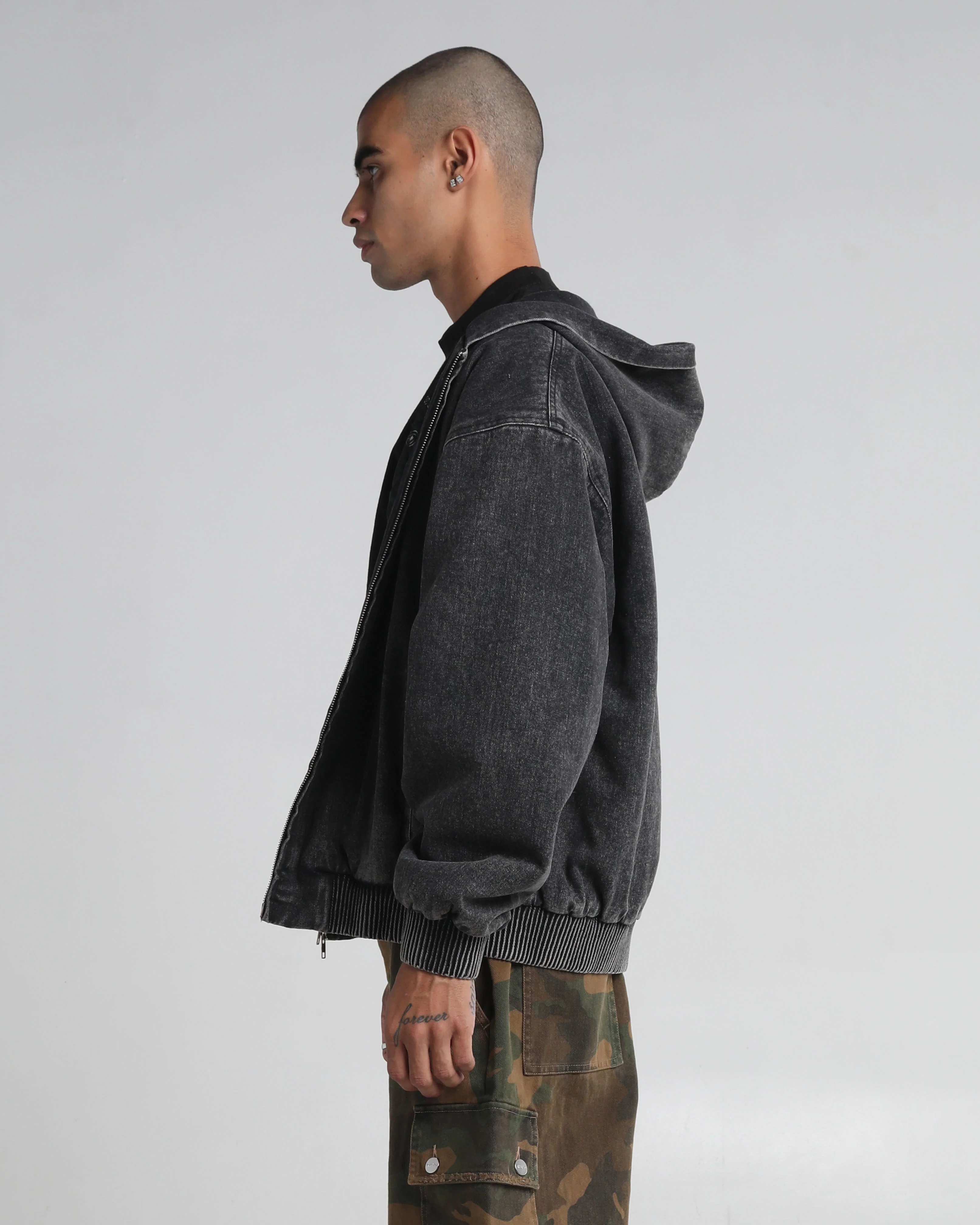 Hooded Denim Bomber - Image 5
