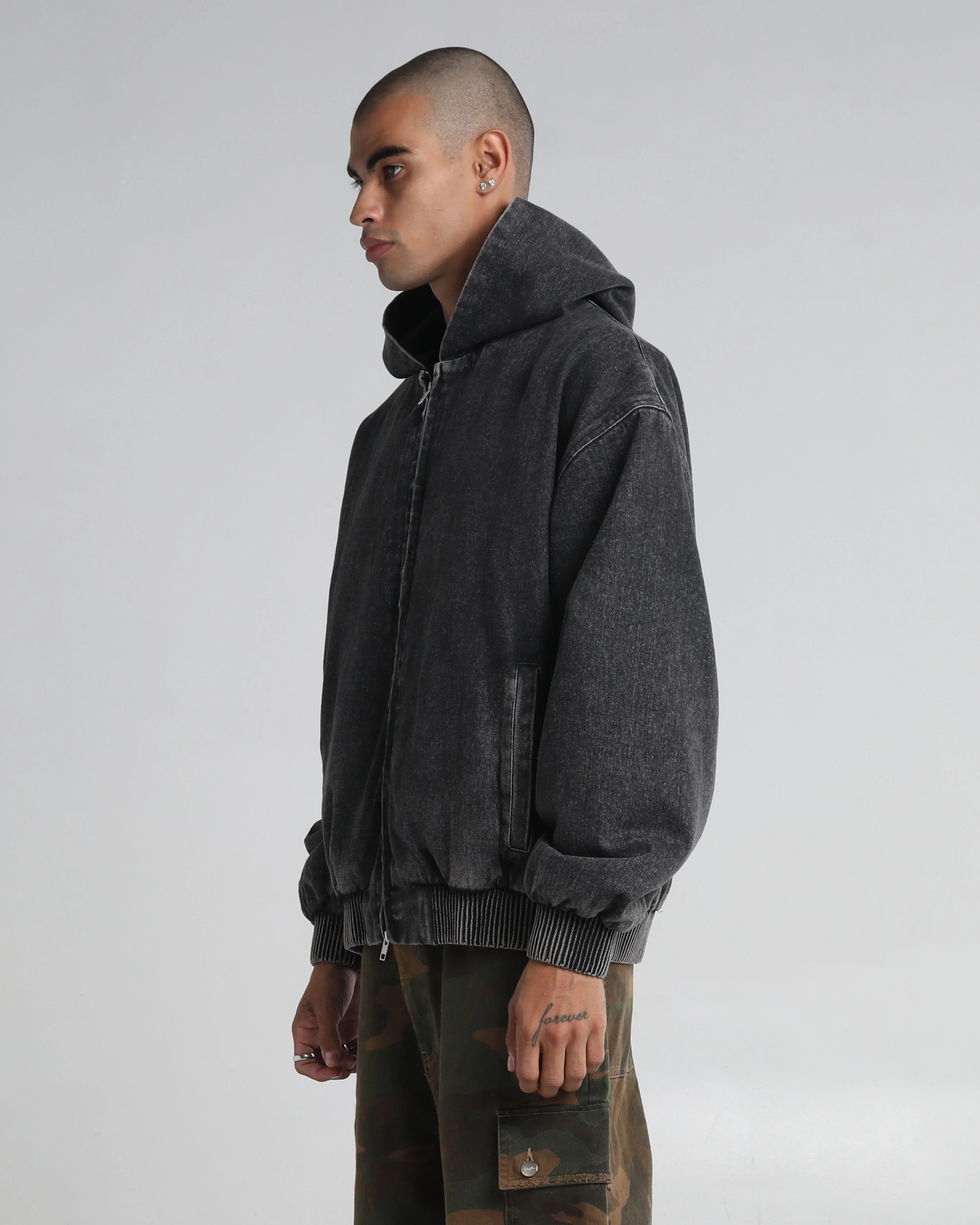 Hooded Denim Bomber - Image 6