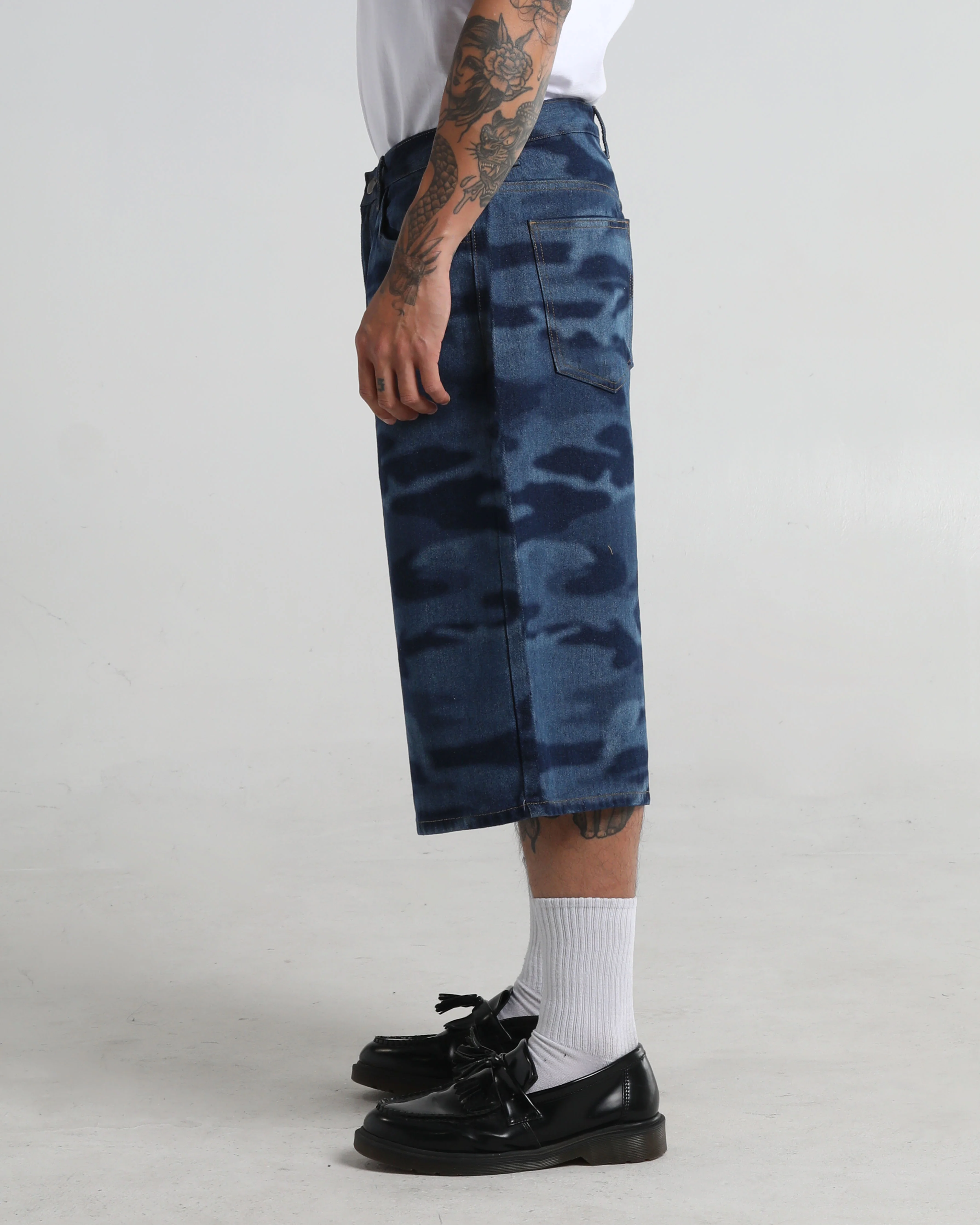 Lasered Camo Denim Shorts - Image 4